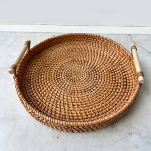 New style round shape rattan <b>keys</b> & glasses trays cheapest price home organizer tray different sizes - Product Image 4