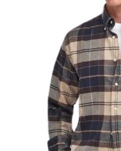 Camisa de algodón a cuadros gris oscuro, beige y negro para hombre, de manga larga, con botones, informal, de corte personalizado, fabricada por OEM. - Product Image 3