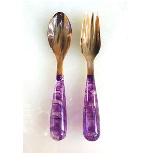 Juego de Cubiertos para Ensalada Modernos y Ecológicos de Resina Blanca con Diseño en Espiral, Tenedor y Cuchara Grandes para Servir, Aptos para Lavavajillas y Microondas, 2 Piezas - Product Image 5