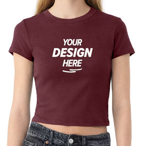 Camiseta Corta Básica de Verano para Mujer al por Mayor, con Logotipo Personalizado, Transpirable, 100% Algodón, Manga Corta, Lisa - Product Image 1
