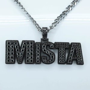 Letter <b>Pendant</b> With Moissanite Stones 925 <b>Silver</b> Black Rhodium Plated Hip Hop Men's Themed Charms Custom <b>Initial</b> Letter <b>Pendant</b> - Product Image 6