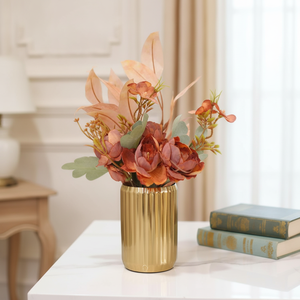 <b>Bronze</b> Ribbed Ceramic Modern Luxury Tabletop <b>Vase</b> Made in China for Living Room Home Decor - Product Image 4