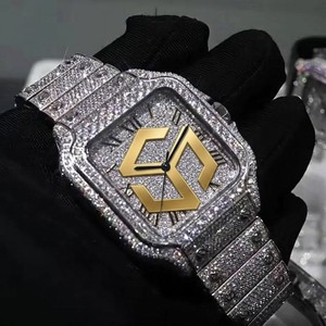 Luxury Iced Out Moissanite Diamond Hip Hop Quartz <b>Watch</b> Men Polygon Analog Wristwatch - Product Image 6