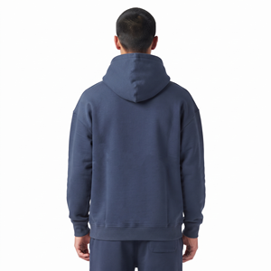 Sweat-shirt à capuche oversize pour homme, en molleton de coton épais, avec cordon de serrage, tendance, bleu marine - Product Image 4