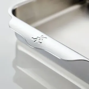 Square Stainless Steel Casserole Dish With Decorative Handles Durable Oven Safe All <b>Stove</b> Types Minimalist Design - Product Image 4