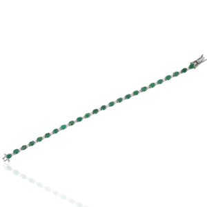 925 Sterling Silver Emerald and Diamond Tennis <b>Bracelet</b> Oval and Round Gemstone Handmade Jewelry for Women Party - Product Image 5