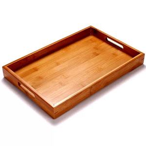 Plateau en bambou de style moderne avec poignée, nouveau plateau pliable en rotin classique pour boissons, bijoux, service, rangement de table à domicile - Product Image 1