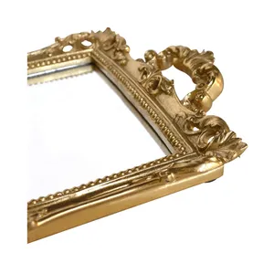 Luxury Handmade Decorative Metal <b>Tray</b> with Mirror Gold Electroplated FinishGold Plated Rectangle Decorative <b>Tray</b> with Handles - Product Image 2