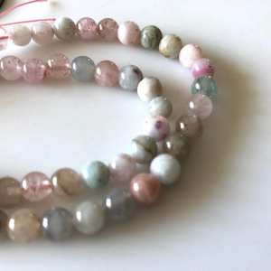 Cuentas de Morganita, Cuentas Redondas, Aguamarina Azul, Aguamarina Rosa, Cuentas de Piedras Preciosas Mixtas, Suministros para la Fabricación de Joyas - Product Image 6