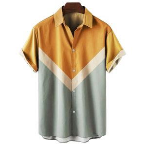 เสื้อเชิ้ตผู้ชายผ้าโพลี/คอตตอนพิมพ์ลาย ปกคอพับ ระบายอากาศได้ดี เป็นมิตรกับสิ่งแวดล้อม น้ำหนักเบา สวมใส่สบาย เหมาะสำหรับวันหยุดพักผ่อน ชายหาด ปาร์ตี้ ฤดูร้อน - Product Image 5