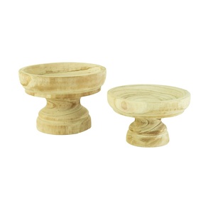 Bol sur piédestal en bois moderne de luxe fait main, écologique et léger, pour servir des fruits, des amuse-gueules, des collations et des desserts - Product Image 4