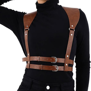 Best Seller New Arrival High Quality Faux Leather Body <b>Harness</b> Belt Adjustable Waist Cinch Strap Durable Strong Buckles Gothic - Product Image 6