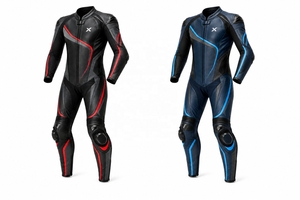 Combinaison de moto en cuir une pièce pour course sportive |   Résistant au vent |   Noir Orange Bleu Gris |   Logo X |   OEM ODM |   Design haut de gamme - Product Image 5