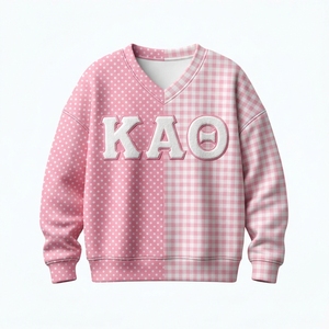 เสื้อสเวตเชิ้ตคอวีสีกรมท่าสำหรับผู้หญิง ปักลายดอกไม้พร้อมตัวอักษร KAO แขนยาว ผ้าฝ้ายถัก ใส่ได้ในฤดูใบไม้ร่วง - Product Image 3