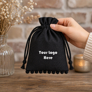 Handmade Washable Branding Cotton Drawstring Jewelry <b>Packaging</b> Pouch Custom Logo <b>Printing</b> Bag - Product Image 1
