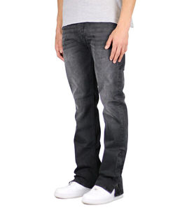 Jeans baggy droits personnalisés pour hommes, style streetwear, en denim de coton délavé foncé, effet usé, vintage et tendance - Product Image 2