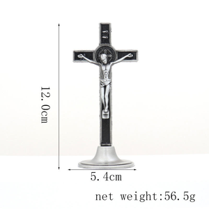 Cruz Católica Religiosa, Crucifijo de Metal Plateado Antiguo, Adornos Artesanales, Decoración para Acción de Gracias - Product Image 6