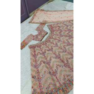 Designer Wedding Apparel Elegant Party Wear Lehenga Choli with Intricate <b>Paper</b> <b>Mirror</b> Work - Product Image 4