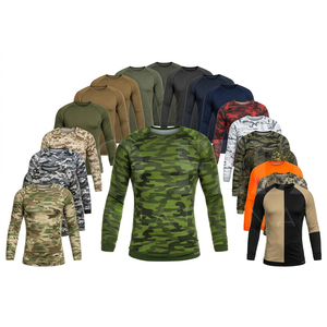 Haut de compression respirant à manches longues pour activités de plein air, motif camouflage, séchage rapide, extensible, pour entraînement sportif - Product Image 1