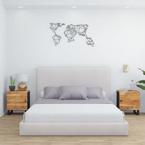 ชุดตู้ข้างเตียงไม้ธรรมชาติ 2 ชิ้น พร้อมโต๊ะข้างเตียงโครงสีดำ - Product Image 1