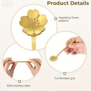 <b>Vintage</b> style spoons Korean style coffee spoon Floral handle spoon Heart shape spoon Long handle stirring spoon Cute dessert - Product Image 3