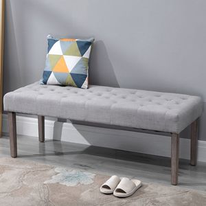 Panca Ottomana Moderna Grigia Imbottita con Cuscino Confortevole e Design alla Moda - Product Image 2