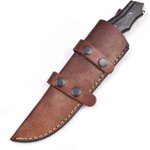 Cuchillo de Caza y Camping de Acero de Damasco de Grado Industrial OEM Personalizado con Hoja Afilada y Funda de Cuero, 1 Año de Garantía - Product Image 3