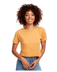Camiseta Corta para Mujer, Estilo Festival, con Estampado Personalizado, Color Dorado Antiguo, para Negocios de Impresión Bajo Demanda, Logotipo Personalizado, Serigrafía - Product Image 1