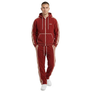 Custom Heavy Fleece Casual Print Boxy Fit Zip Up Hoodies <b>Sweatpants</b> <b>Sets</b> Side Stripe Pattern Breathable Sportswear Gym Outfits - Product Image 5