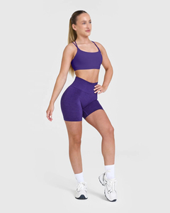 ODM Recycled Polyester/Cotton Solid Pattern Compression Shirt Shorts Set Womens Yoga Fitness Workout Set <b>High</b> Quality Running - Product Image 2