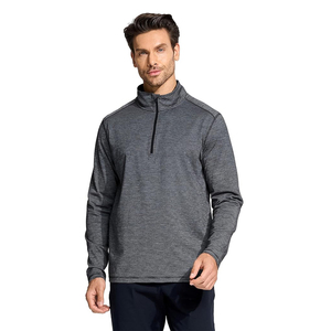 T-shirt à manches longues pour homme de haute qualité, col montant, fermeture éclair 3/4, couleur personnalisable, coupe classique, tissu polyester/coton, écologique - Product Image 2