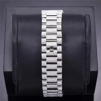 Jam Tangan Pria Mewah Kotak Persegi Moissanite Baja Tahan Karat Analog-Digital Quartz 41mm Kristal Safir Gesper Buckle Tanggal Otomatis ETA
