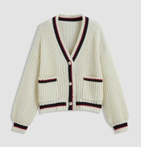 Varsity College Style Knit Sweater Street Style Knitted Pullover Loose <b>Fit</b> <b>Jumper</b> Durable Fabric Lady Apparel Breathable - Product Image 1