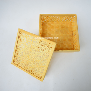 Cesta Cuadrada de Bambú Natural Hecha a Mano con Tapa, Estilo Antiguo, para Almacenamiento de Alimentos - Product Image 6
