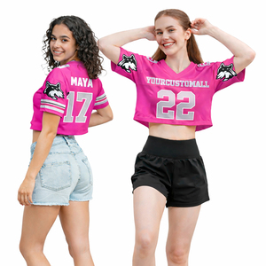 เสื้อยืดครอปผู้หญิงขายส่ง พิมพ์ลายหมายเลขตามสั่ง แขนสั้น สไตล์เจอร์ซีย์ แฟชั่นสตรีทแวร์ฤดูร้อน เสื้อครอปท็อป - Product Image 6