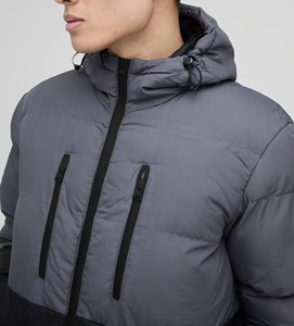 Custom OEM Men's Winter Two Tone Puffer <b>Jacket</b> <b>Hooded</b> Thick Warm <b>Padded</b> Coat Zipper Chest Pocket Outdoor Quilted <b>Jacket</b> - Product Image 4