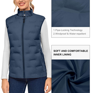 Chaleco Acolchado Impermeable con Cuello Alto y Cremallera, Logotipo Personalizado, Cálido, Largo, de Algodón, para Mujer, Uso Formal en Invierno y al Aire Libre - Product Image 4