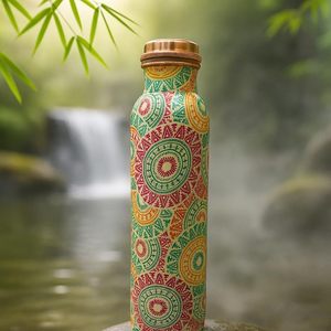 Luxury Engraved <b>Copper</b> Water <b>Bottle</b> | Designer <b>Copper</b> <b>Drinking</b> <b>Bottle</b> | Ayurvedic Leakproof <b>Copper</b> <b>Bottle</b> for Home Office Travel - Product Image 6