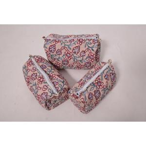 Pochette à maquillage en coton à fleurs, trousse de toilette, sac de voyage à fermeture éclair, organiseur de voyage floral - Product Image 4