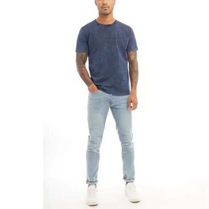 T-shirt court vintage délavé à l'acide pour hommes, coupe ample, 250 g/m², en coton épais, imprimé numériquement, tricoté, vente en gros - Product Image 3