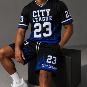 Custom <b>Mesh</b> Jersey and Basketball Shorts <b>Set</b> 100% Polyester Oversized Streetwear <b>Two</b> <b>Piece</b> OEM - Product Image 3