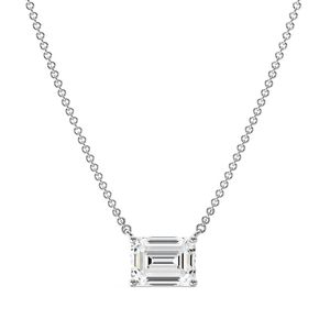 Emerald Solitaire Pendant <b>Necklace</b> - Product Image 3