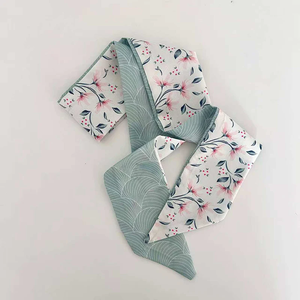 Écharpe en soie de luxe à imprimé floral, motif peint, pour femme, longue, fine, à nouer comme ruban pour poignée de sac, foulard de printemps, bandeau pour cheveux - Product Image 5