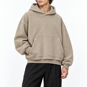 Sweat-shirt à capuche oversize pour homme, en molleton de coton uni, décontracté, avec poche avant, manches classiques, vêtement d'hiver, coupe ample - Product Image 3