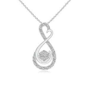Elegante Colgante de Diamante Cultivado en Laboratorio con Corte Redondo en Forma de Corazón Infinito, Diseño Floral en Racimo, Oro de 10K, 14K, 18K, Plata 925, 935, Regalo - Product Image 2