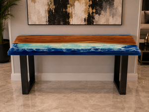 Mesa de Comedor Rectangular Moderna de Resina Ecológica, Muebles Contemporáneos para Sala de Estar, Mesa Resistente Hecha a Mano para Interiores - Product Image 2