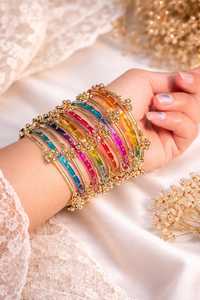 Kashmiri Jhumki <b>Bangles</b> <b>Set</b> Bridal Wedding Party Wear Premium Wholesale Price Women Hit Luxury Kashmiri Churiyan - Product Image 3