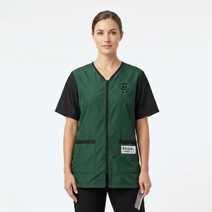 Blouse de toilettage professionnelle imperméable pour chiens et chats, unisexe, col en V, avec taille ajustable, en nylon/coton - Product Image 4