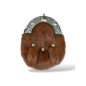 HOT SELL Scottish Brown Fur Sporran 3 Tassels Highland Outfit Sporran With <b>Chain</b> <b>Belt</b> Traditional Accessory - Product Image 2