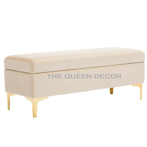 เก้าอี้สตูลทรงสี่เหลี่ยมทำมือ สีครีมและสีน้ำเงิน เฟอร์นิเจอร์ห้องนั่งเล่น เก้าอี้สตูลและออตโตมัน เฟอร์นิเจอร์ทันสมัยสำหรับนั่งพักผ่อน - Product Image 4